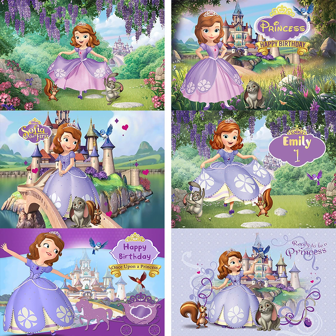 

Photography Backgrounds Sofia Princess Backdrop Girls Moana Castle Kids Happy Birthday Party Decoration Banner Photo Studio
