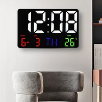 led wall clock large display digital alarm clock electronic clock with temperature date day remote control home hanging clock