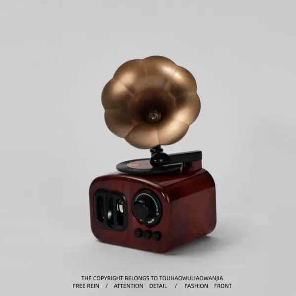 Vintage Mini Rotary Record Player Models Healing Tabletop Music Box Display Gift Miniatures Decoration Crafts