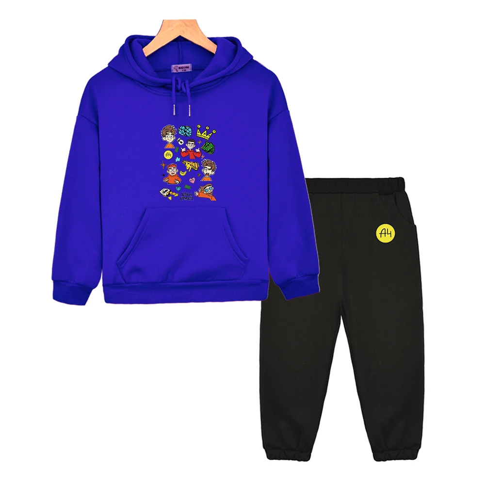 Children's Merch A4 Hoodies Girls Clothing Set Lamba Влад Бумага A4 Suit for Boy Kids Sweatshirts with Hood Toddler Pants Tops