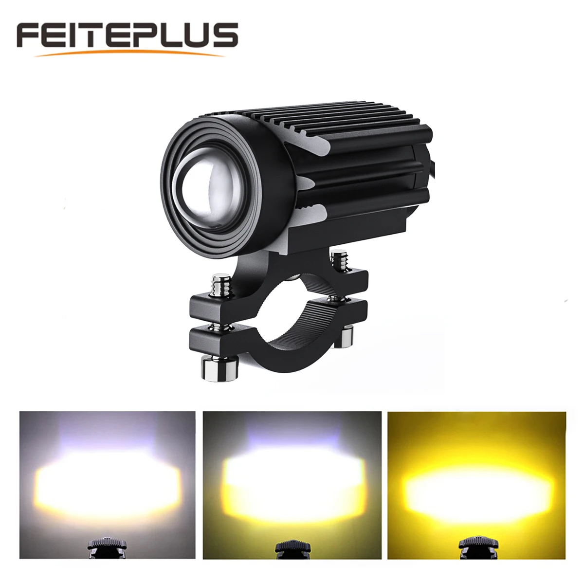 

Motorcycle LED Spotlight Headlight Auxiliary Lamp Dual Colour LED Lens Hi/Low Beam External Driving Work Lights Fog Light 12V