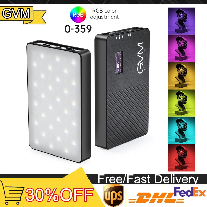 Светодиодная RGB-подсветка GVM 8RS для камеры, полноцветная лампа для видеосъемки s 2700K-7500K светильник вая панель для YouTube, DSLR-камеры, видеокамеры, освещение для фото