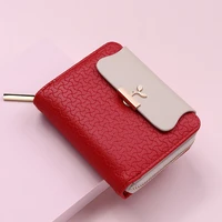 fashion woman wallet zipper hasp clutch bag brand designed leather mini small coin purse idcard photo holder red cute wallet