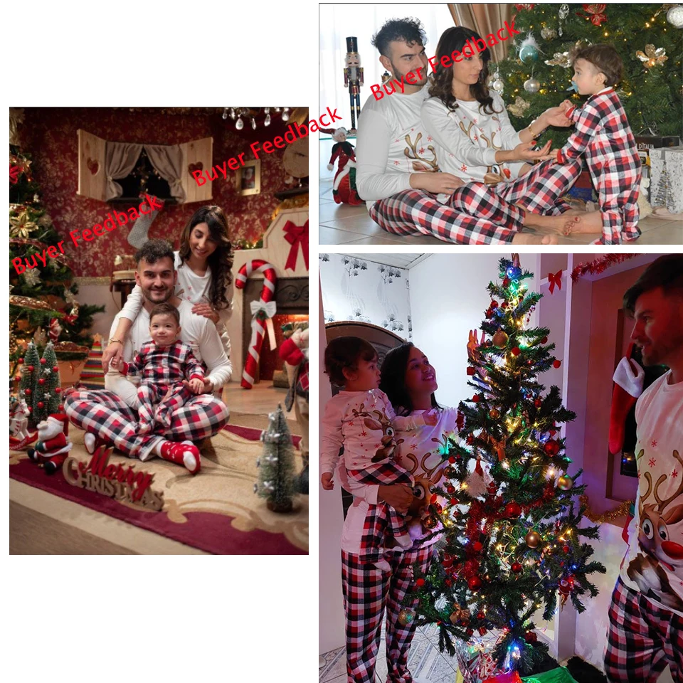 Winter 2022 Cotton Family Matching Christmas Pajamas New Year Mother Daughter Clothing Set Mom Daddy Baby Girl Boy Family Look