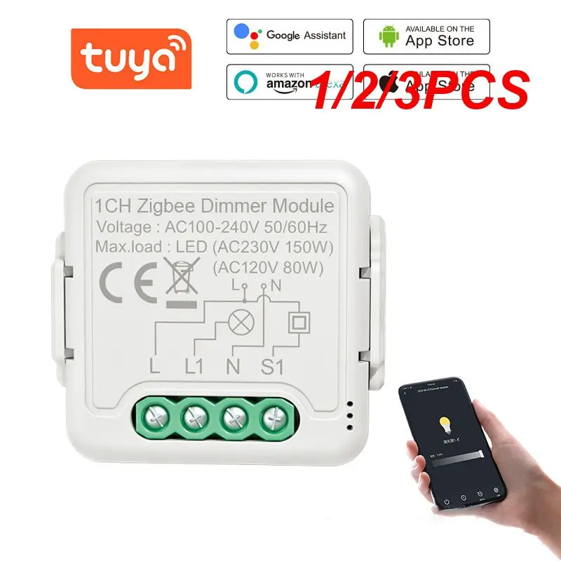 

1/2/3PCS Tuya ZigBee Wifi Dimmer Switch Module 10A Smart Home Breaker 1 2 Gang Supports 2 Way Control Works with Alexa