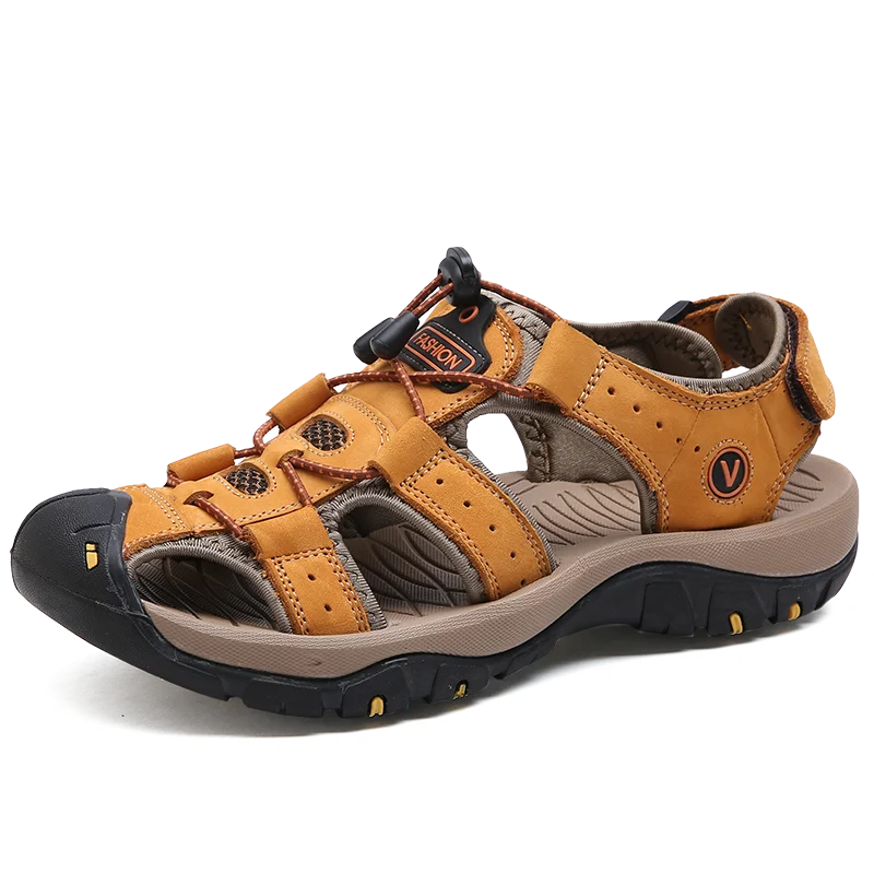 2023 Summer New Casual Leather Men's Sandals Large Size Men's Loafers Fashionable Indoor Outdoor Slippers 38-48