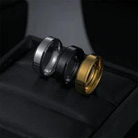 european and american personality simple fashion 6mm stainless steel mens ring high quality gold silver black glossy jewelry