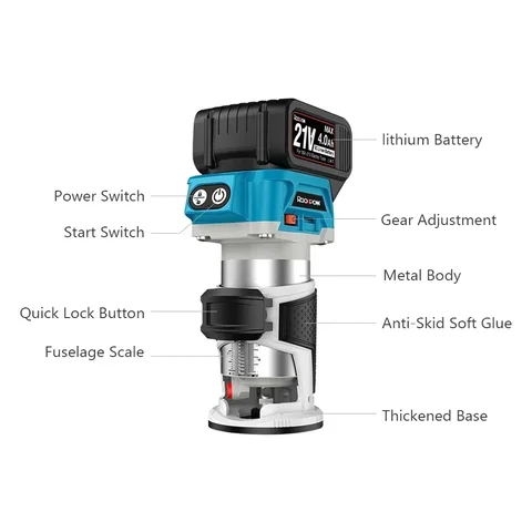 Бесщеточный ручной фрезер Makita 18 В 6 скоростей
