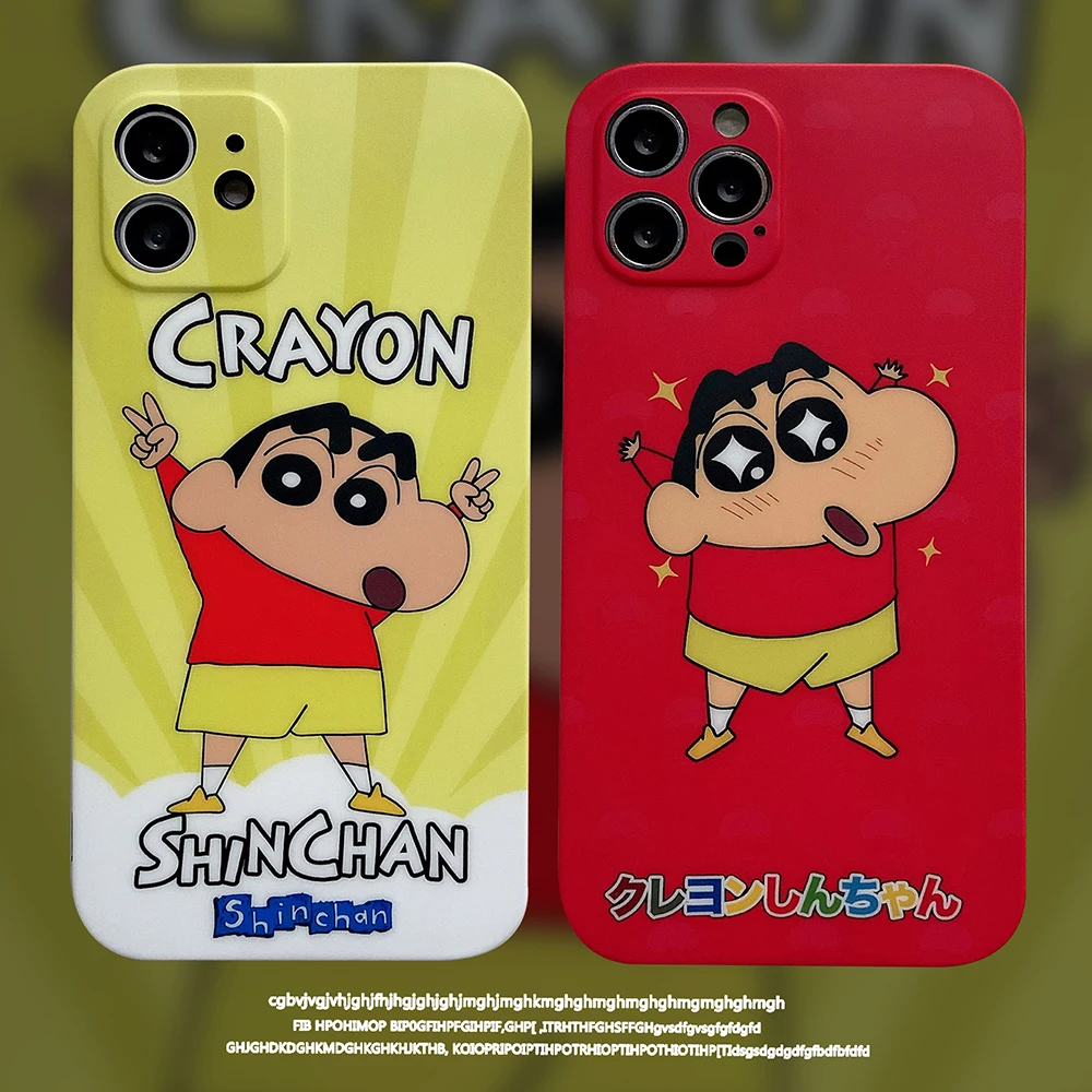 

Anime Crayon Shin-chan Funny Phone Cases For iPhone 13 12 11 Pro Max XR XS MAX 8 X 7 SE2 Soft Shell Reflective IMD Back Cover