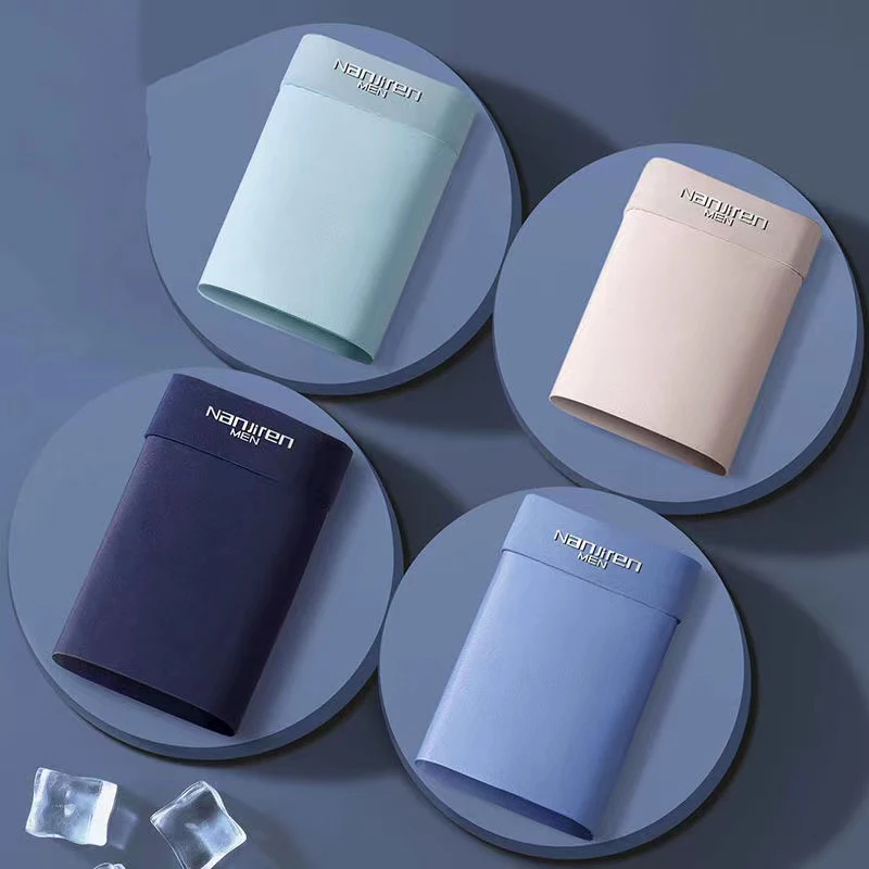 8/Pcs/Lot Boxer Men'S Shorts Breathable Comfortable Mens Underwear Mid Waist Antibacterial Ice Silk Male Quality Underpants