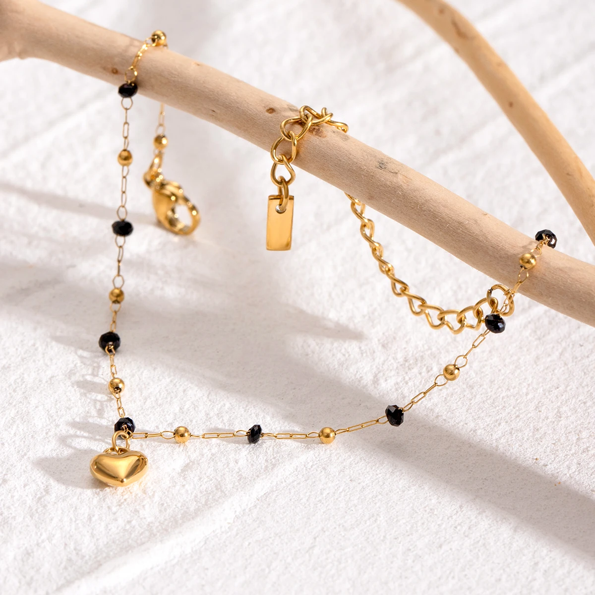 Модный черный кристалл с подвеской в виде сердца любви браслет-цепочка из