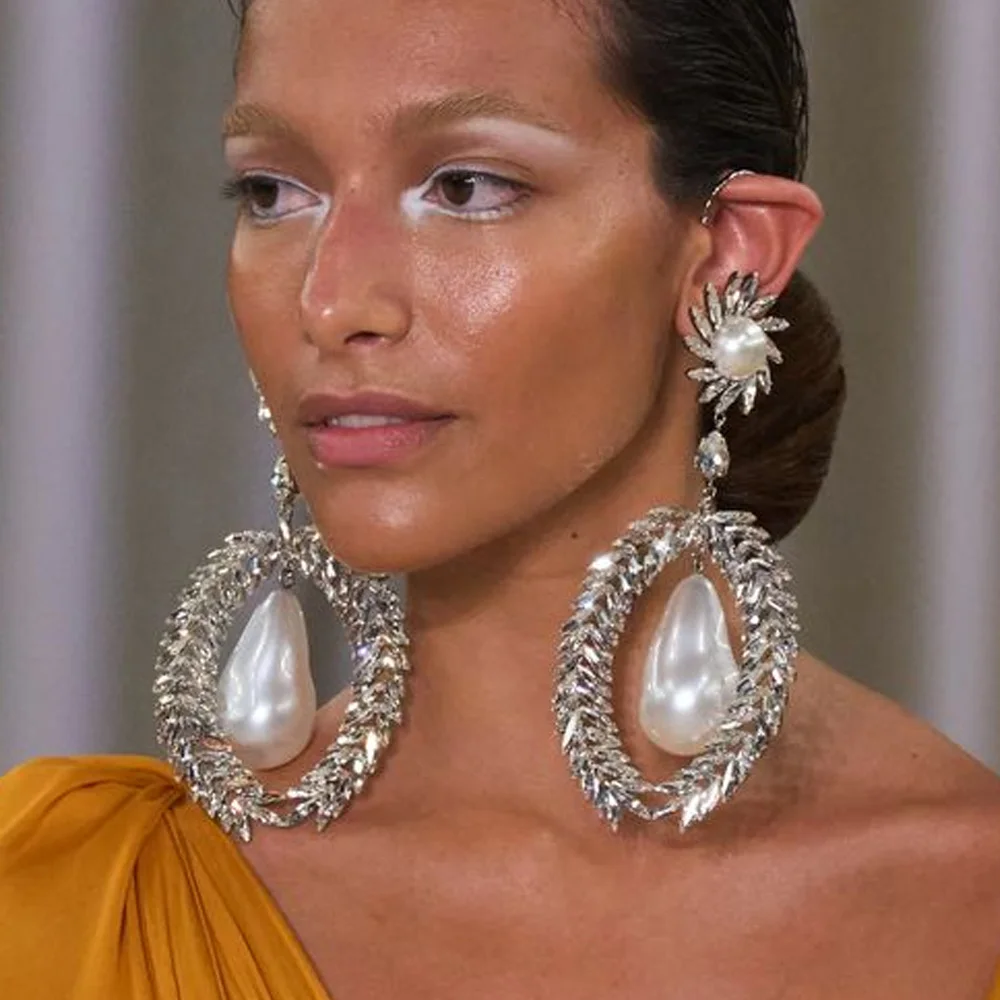 Крупные крупные серьги-подвески Stonefans 2024 ювелирные изделия серьги с жемчугом и
