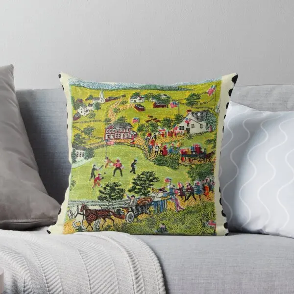 

Grandma Moses 6 Us Postage Stamp Pain Printing Throw Pillow Cover Decorative Decor Fashion Home Bed Cushion Pillows not include
