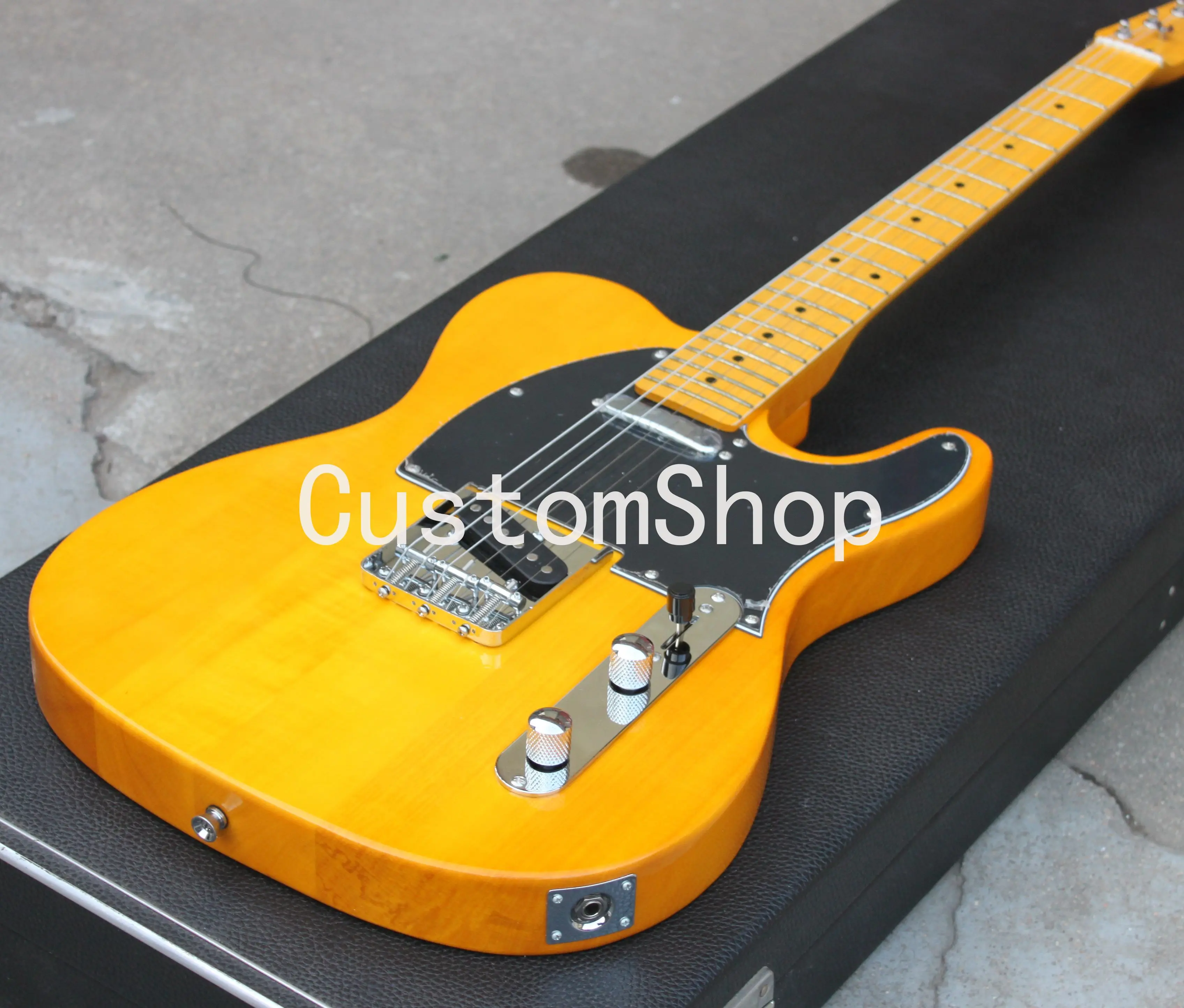 

Custom Shop 52 Butterscotch Blonde Tele Natural TL Electric Guitar Black Pickguard, Vintage Kluson Tuners