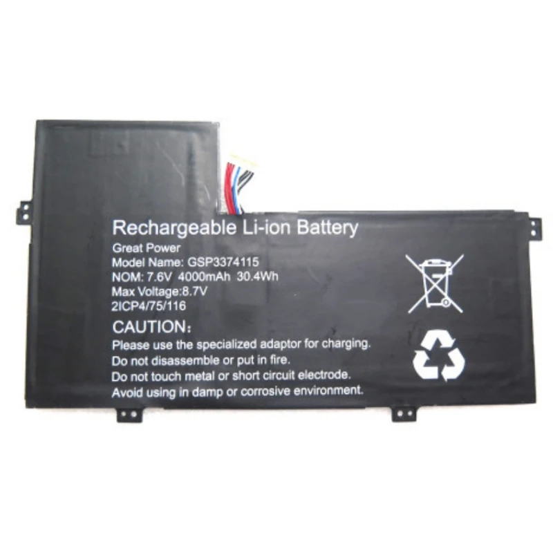 Аккумулятор для ноутбука RozFaro GSP3374115 45121212P 7.6V 5500mAh 41.8Wh 10-pin 8-wire для IRBIS NB119 Yoga 11.6-дюймового ноутбука (art.: 3920db1f02aa8) - 3920db1f02aa8