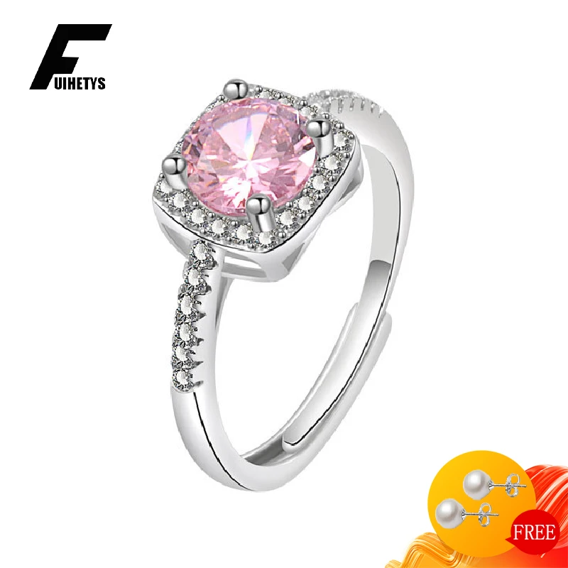 

FUIHETYS Korean Style Finger Ring 925 Silver Jewelry with Zircon Gemstone Accessories for Women Wedding Party Engagement Gift