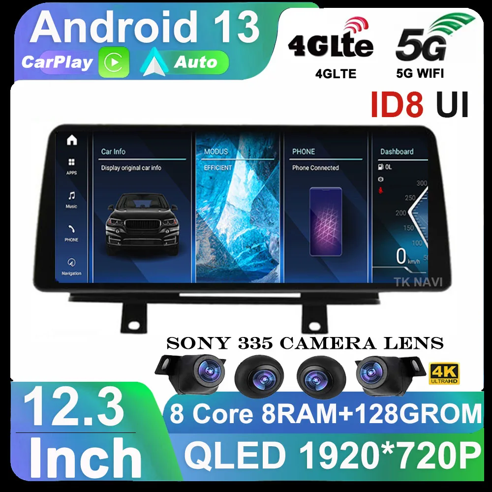 12 3 &quotAndroid 13 Auto ID8 CarPlay для BMW 4 серии F30 F31 F32 F33 F34 F36 NBT EVO Радио Автомобильный
