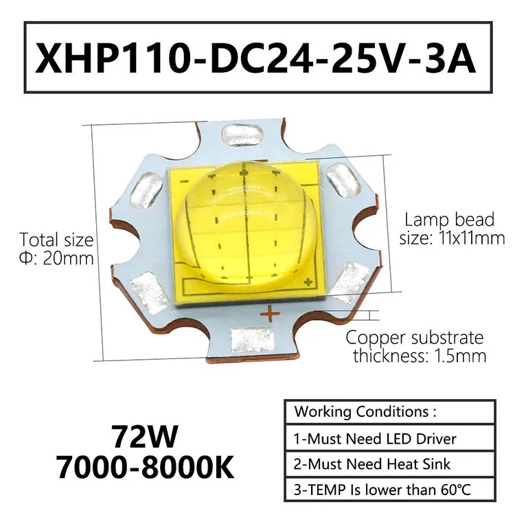 

Светодиодные лампы DT&ZM XHP70 XHP90 XHP110 18 Вт 24 Вт 45 Вт 72 Вт