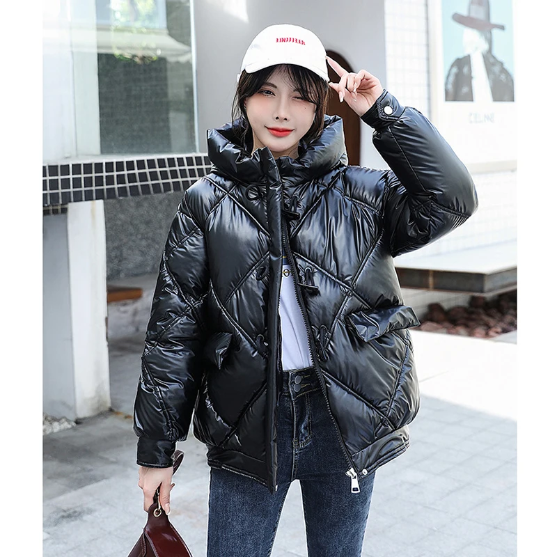 Casual Cotton Padded Coat Women Solid Thicken Warm Hooded Jacket Women 2022 Winter Korean Fashion Elegant Loose Outwear Female