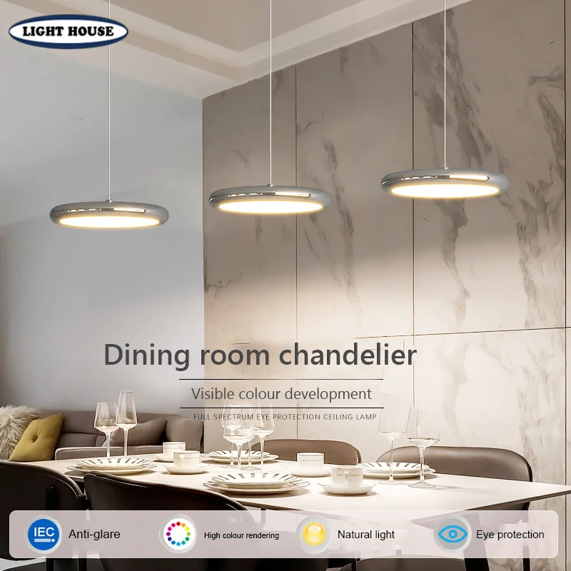 

Nordic LED, Hanging Lamp For Kitchen Island, Dining Room, Round Modern Iron Chandelier, Black Seating Area, E27 Glass Lighting