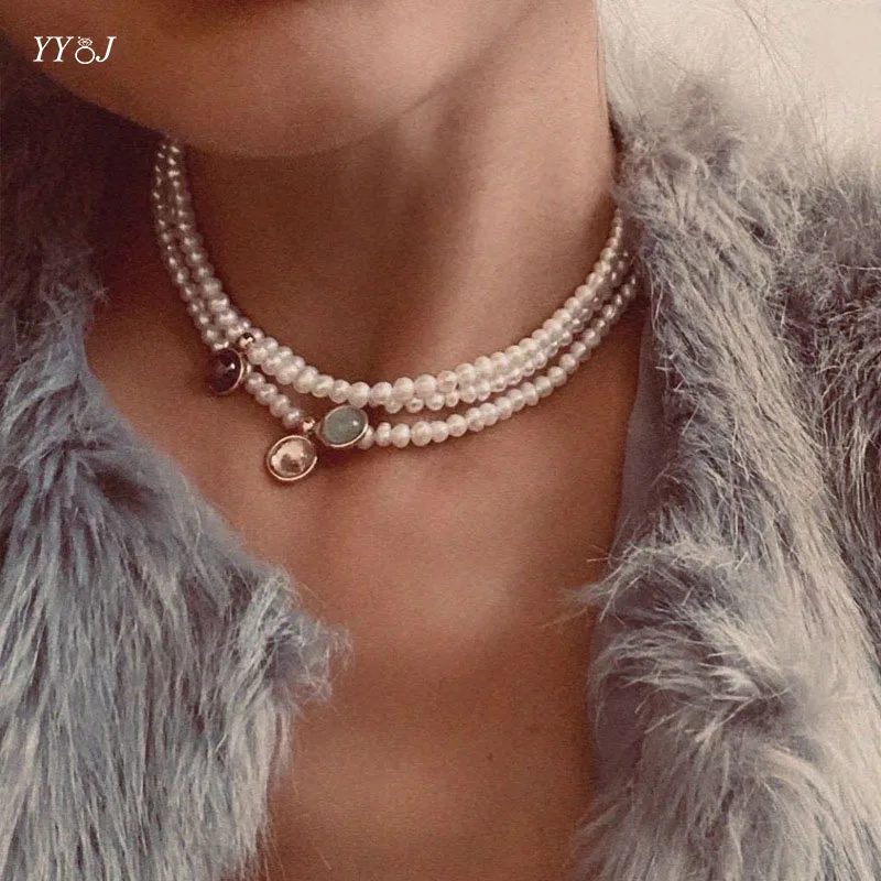 

Ожерелье с жемчужной подвеской, ожерелье из драгоценного камня, цвет ожерелье для женщин, элегантные винтажные Изящные ювелирные украшения