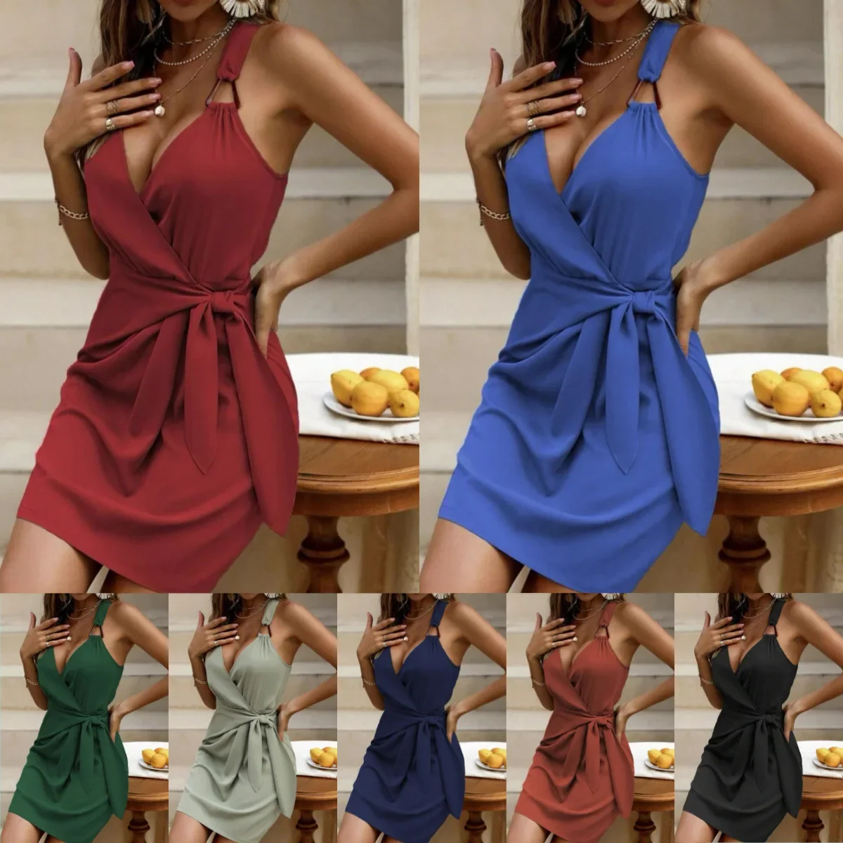 Однотонное летнее платье для женщин |