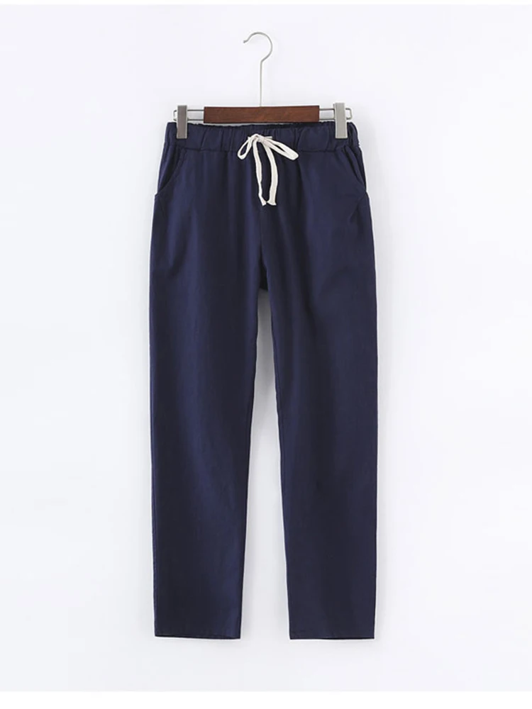 Брюки ZOKI женские из хлопка и льна повседневные свободные однотонные