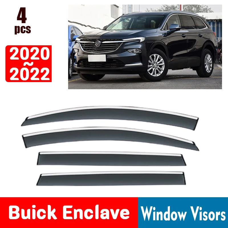 FOR Buick Enclave 2020-2022 Window Visors Rain Guard Windows Rain Cover Deflector Awning Shield Vent Guard Shade Cover Trim