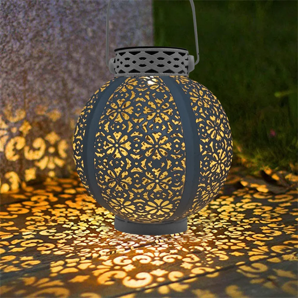 

Creative Solar LED Iron Art Lantern Light Practical Durable Multi-functional Classic Garden Yard Lighting Projector Lamp