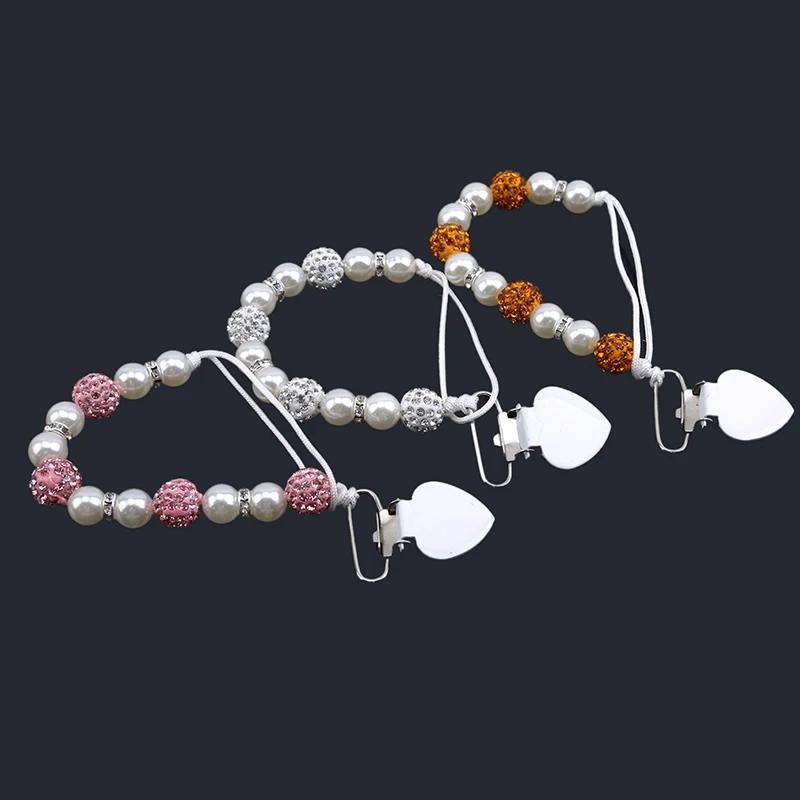 

Baby Pacifier Clips Handmade Crystal Love Heart Pacifier Chain Holder Baby Shower Gift Baby Teether Teething Chain