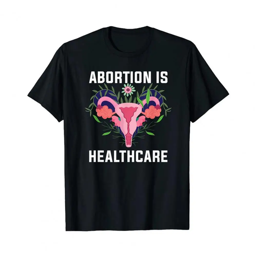 

My Uterus Feminism Women T-shirt Loose O-neck Short Sleeve Floral Print T-shirt Procession