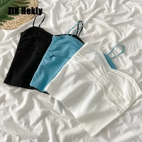 zik hekiy women summer solid color camisole women beautiful self cultivation summer new style thin bottoming short top