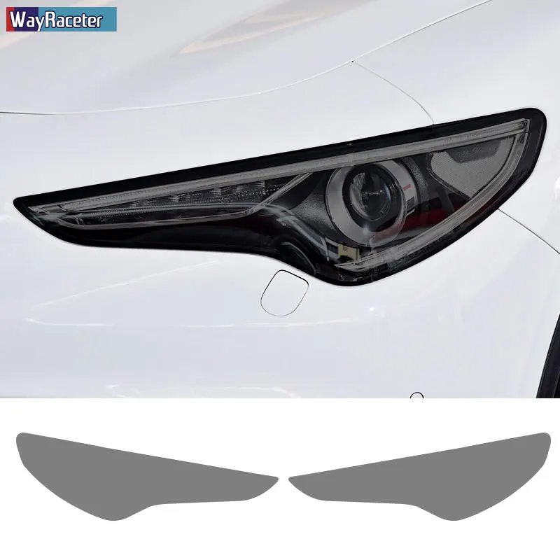 

Car Headlight Protective Film Front Light Transparent Smoked Black TPU Sticker For Alfa Romeo Stelvio 949 2017-On 2020 2021 2022