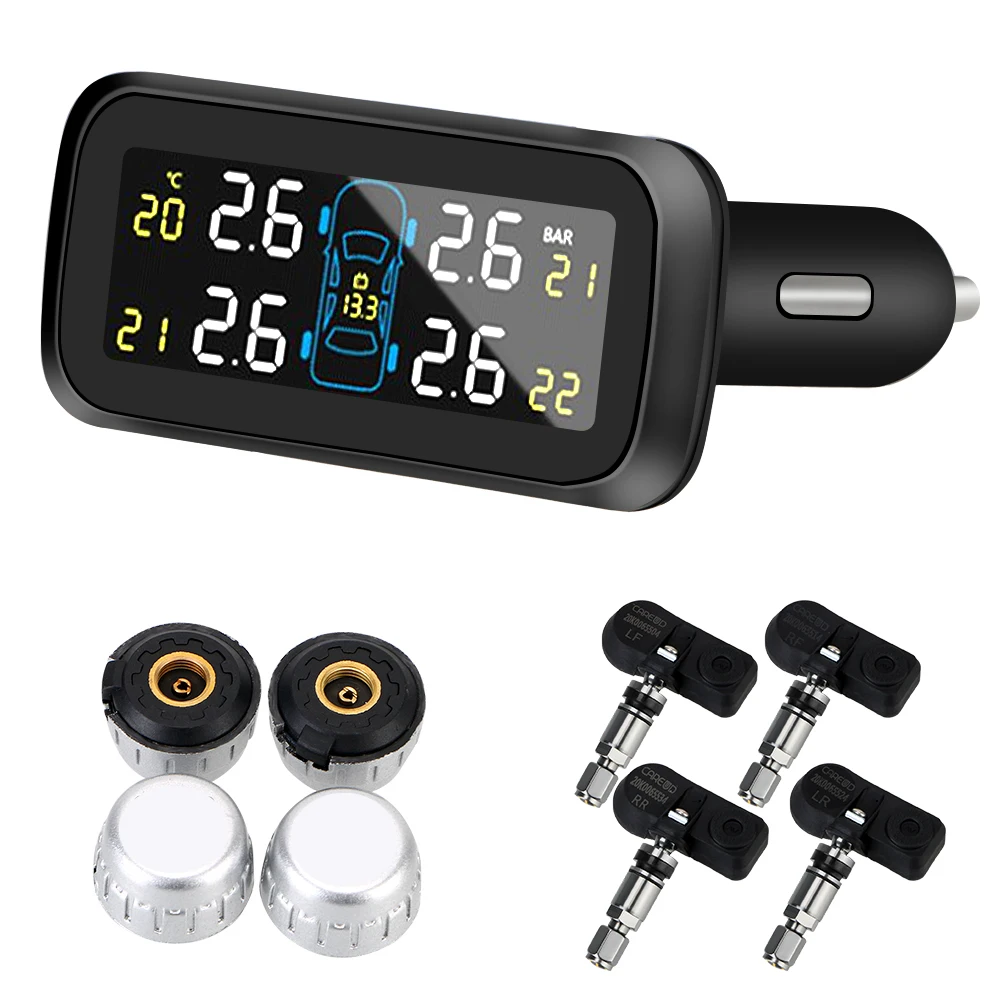 

Auto Security Alarm Systems Wireless Digital LCD Display Cigarette Lighter Type TPMS Tire Pressure Monitoring System