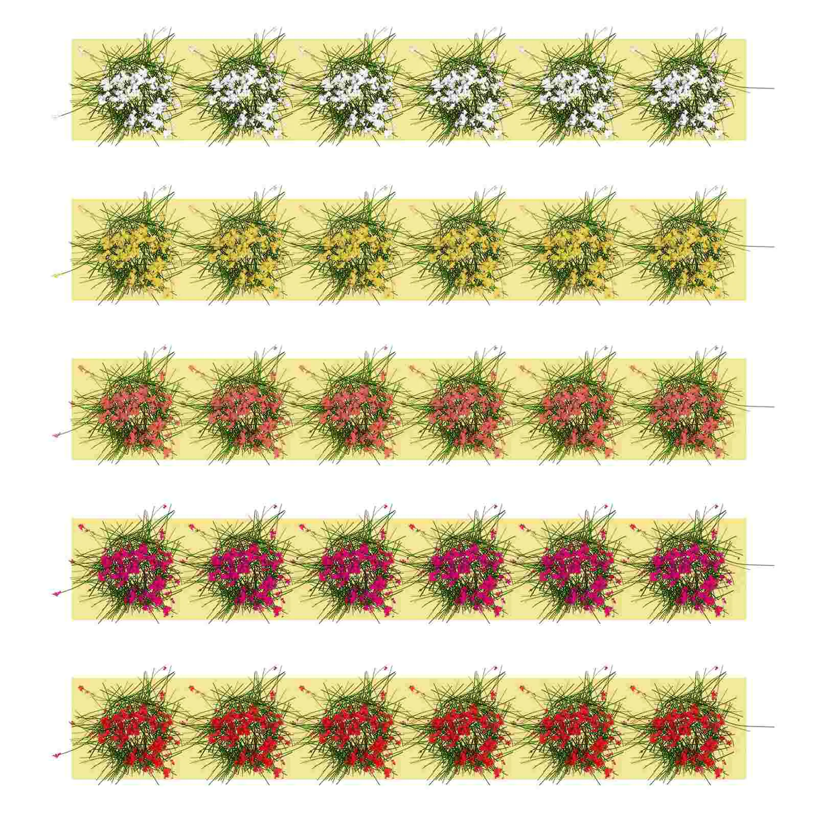 

5pcs Mini House Sand Table Micro Landscape Mini Flower Clusters Miniature Flower Tufts for Model DIY