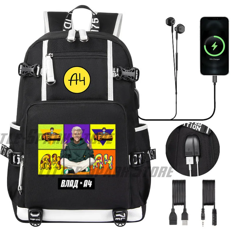

Детский рюкзак с мультипликационным рисунком Влад, вместительная школьная сумка для мальчиков и девочек-подростков с USB-разъемом для путешествий