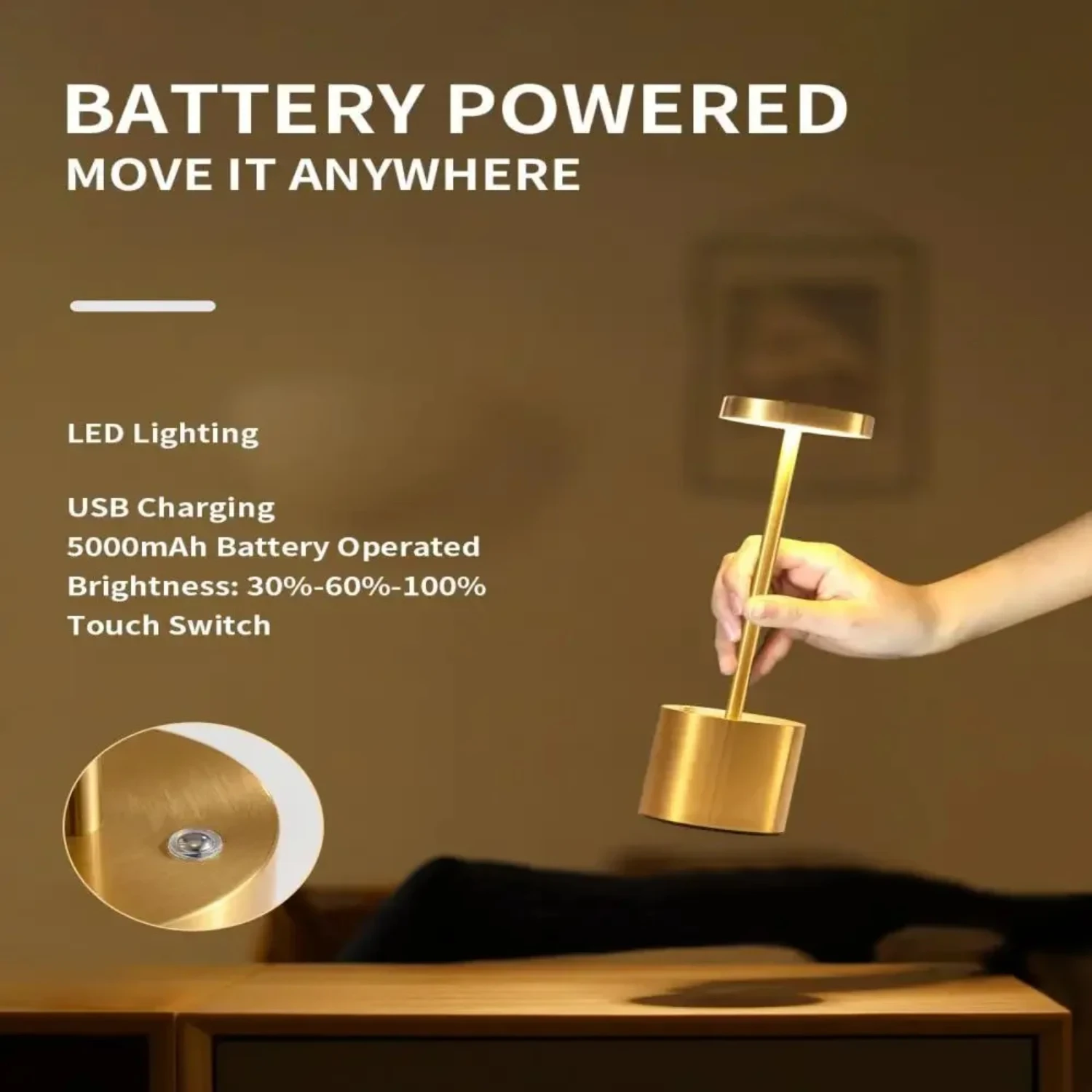 USB перезаряжаемый светодиодный ночник настольные лампы 3-цветная металлическая