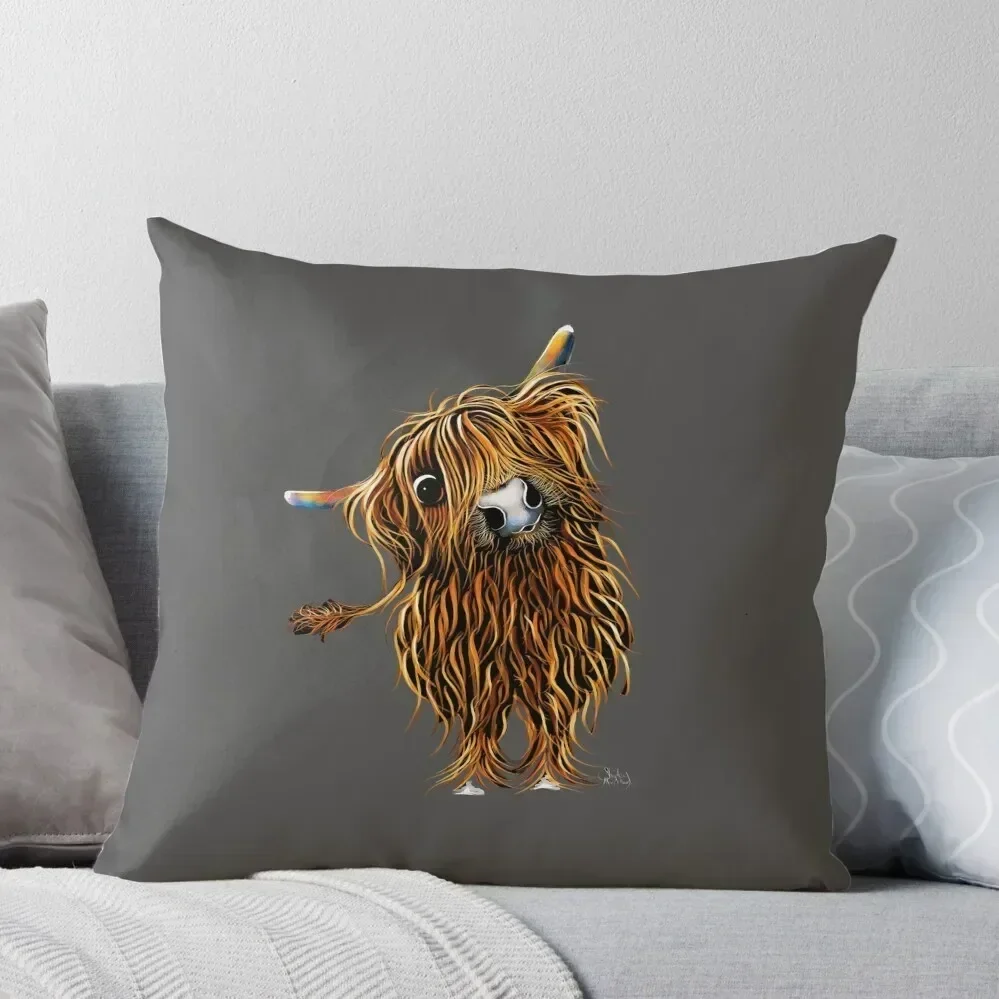 HiGHLaND CoW PRiNT SCoTTiSH ' CoooWeee oN GReY' BY SHiRLeY MacARTHuR Декоративная подушка