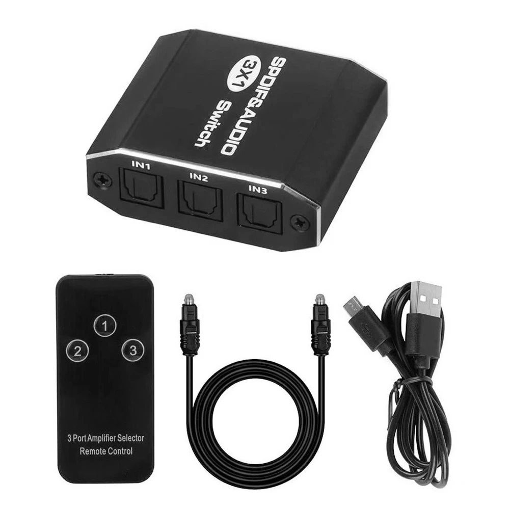 SPDIF Toslink Switcher 3 в 1 цифровой оптический аудиоразветвитель селекторный