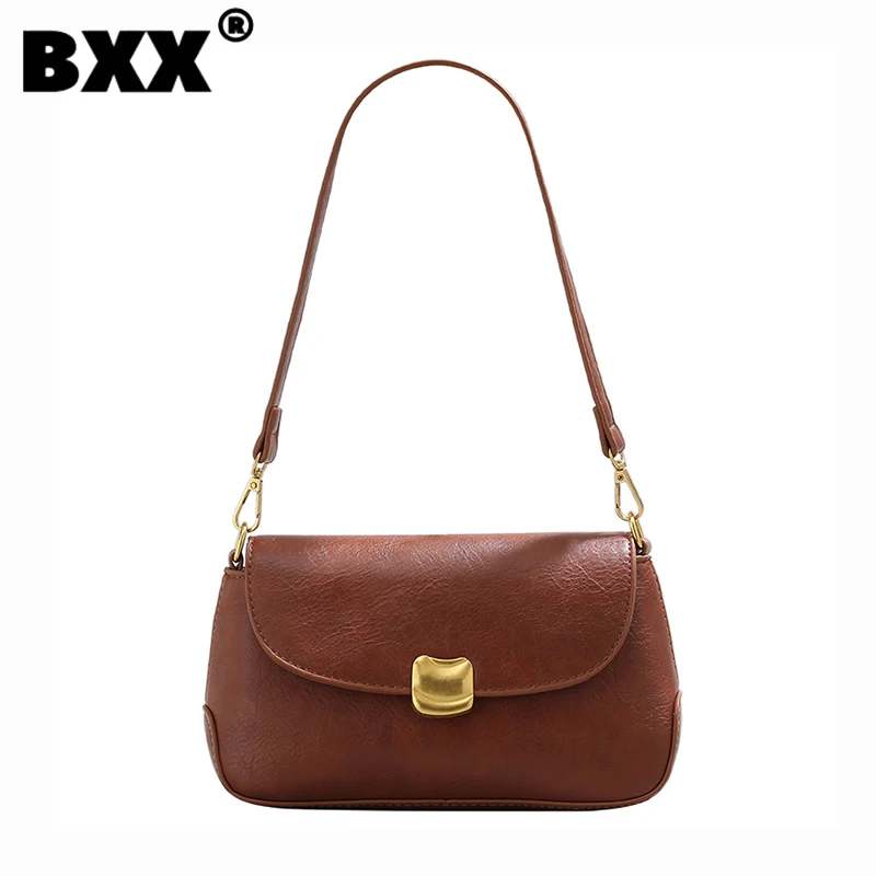 

[BXX] Simple PU Leather Saddle Bag For Women 2023 New Fashion Trendy Underarm Bags Casual One Shoulder Crossbody Handbag 8CY971