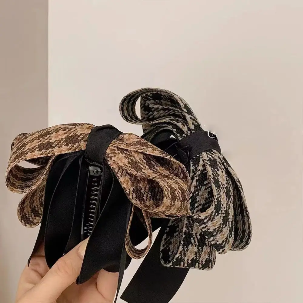 

Ретро винтажный клетчатый бант банановый зажим вертикальный зажим держатель для конского хвоста заколка для волос аксессуары для волос го...