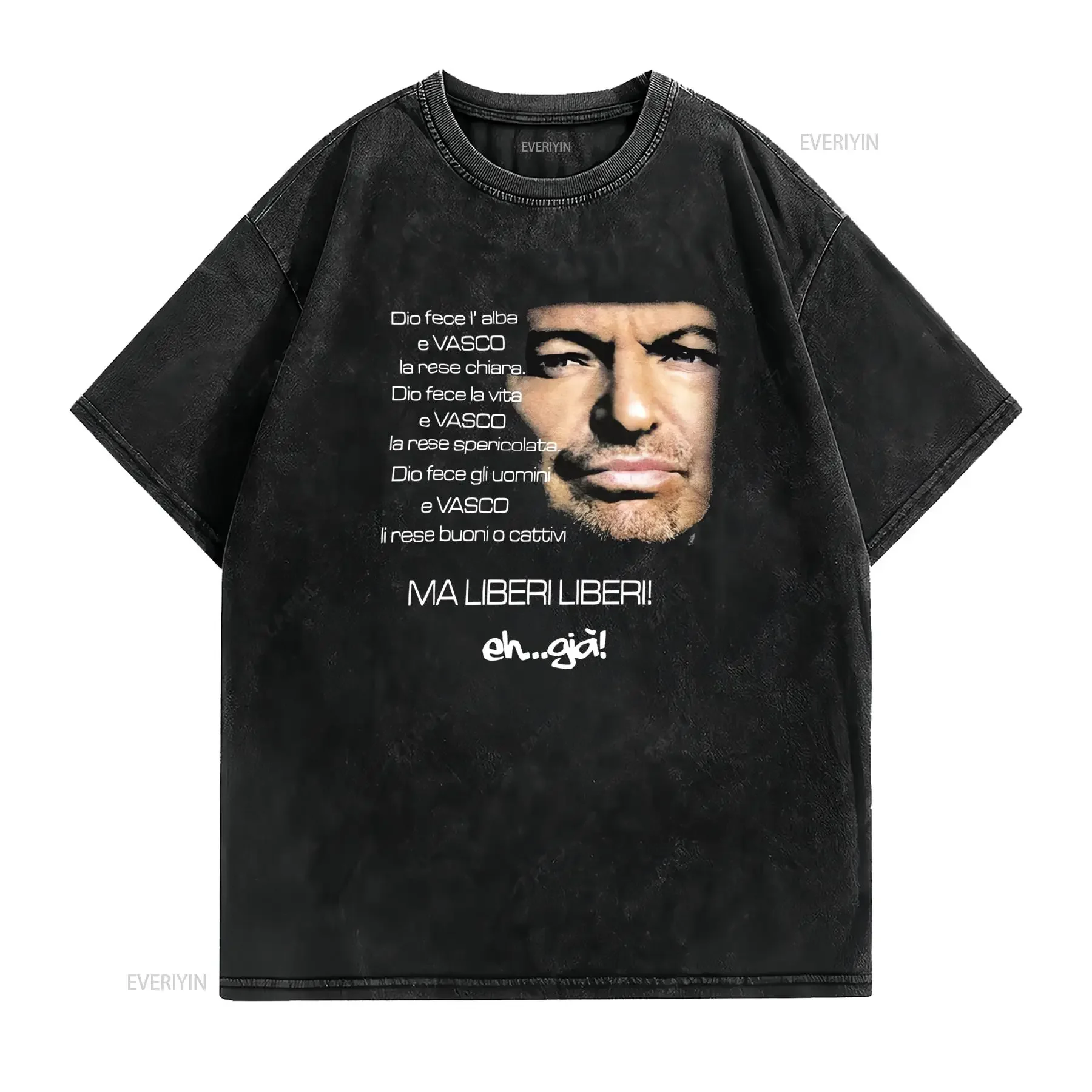 Фото Мужская футболка Vasco Rossi Il Blasco, итальянский дизайн, с принтом текста песни, круглый вырез, повседневная, для концертов, винтажная, моющаяся. №2