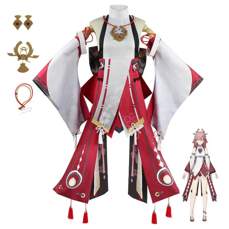 

Yae Miko Cosplay Dress Genshin Impact Costume Inazuma Witch Full Set of Game Uniform Miss Fox Kimono Outfit