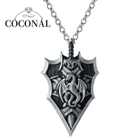 coconal men gothic style punk necklace shield dragon charm pendant necklace pendant neck chain men necklaces jewelry gift