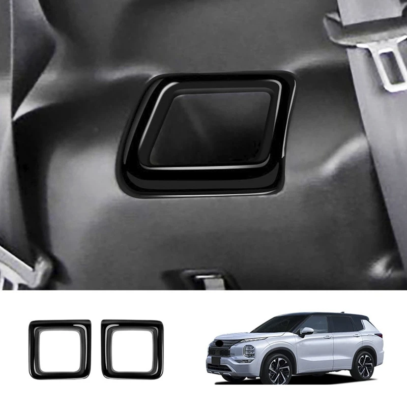

Car Rear Third Row Water Cup Holder Decoration Frame Cover Trim for Mitsubishi Outlander 2022 2023 Bright Black