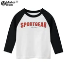 Детские футболки с длинным рукавом и надписью, топы для мальчиков, однотонная блузка, футболки, повседневная детская хлопковая одежда с круглым вырезом для девочек, размеры