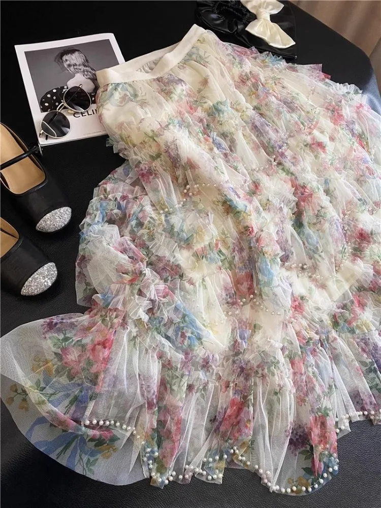 Женская винтажная юбка Fairycore Y2k цвет в ассортименте