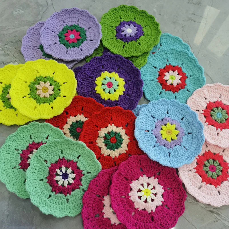 

Crochet DIY Placemat Handmade Crochet Doilies Table Decor Round Coaster Coffee Mats Accessories Patch Dress Applique 18cm 20pcs
