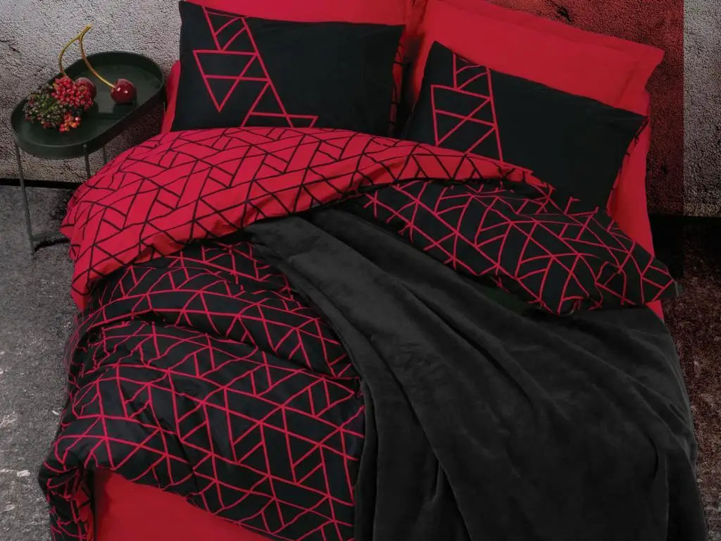 

Cottonbox Cotton Battaniyeli Shadow Double Personality Duvet cover set Burgundy