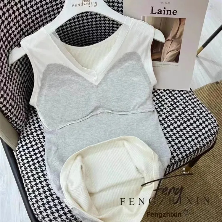 Зимний утолщенный теплый утягивающий внутренний жилет с низким воротом женская